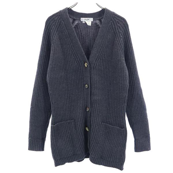 CELINE Wool Knit Cardigan Gray Size 40