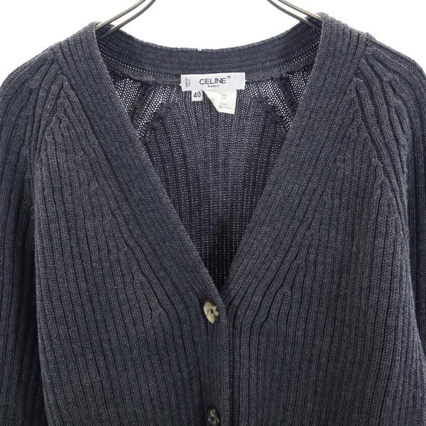 CELINE Wool Knit Cardigan Gray Size 40