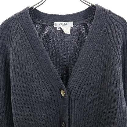 CELINE Wool Knit Cardigan Gray Size 40