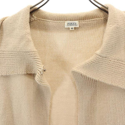 FOXEY Wool Long Sleeve Bolero Sweater Beige Size 40