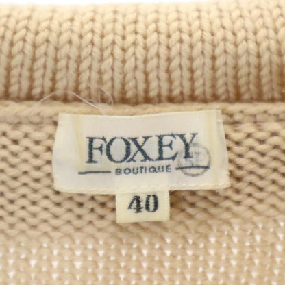 FOXEY Wool Long Sleeve Bolero Sweater Beige Size 40
