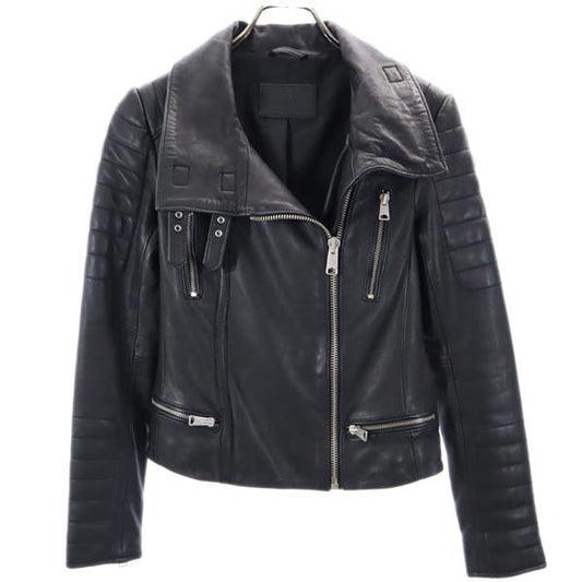 ALLSAINTS Black Lambskin Leather Jacket Size UK2