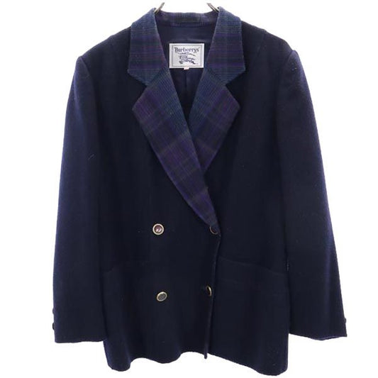 Burberrys Vintage Wool Double-Breasted Jacket Navy Size 11AR