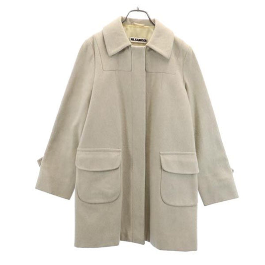 JIL SANDER Cashmere Wool Blend Half Coat Beige Size 34