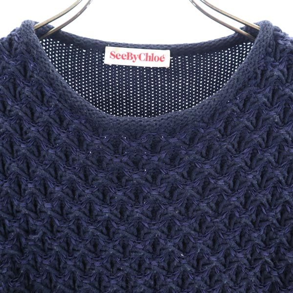 SEE BY CHLOE Long Sleeve Knit Sweater Navy Size USA 2