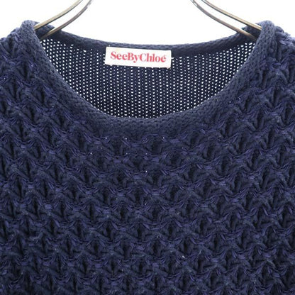 SEE BY CHLOE Long Sleeve Knit Sweater Navy Size USA 2