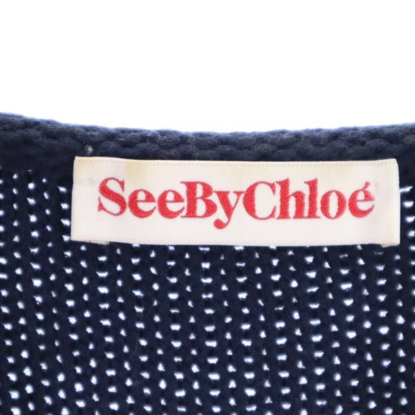 SEE BY CHLOE Long Sleeve Knit Sweater Navy Size USA 2