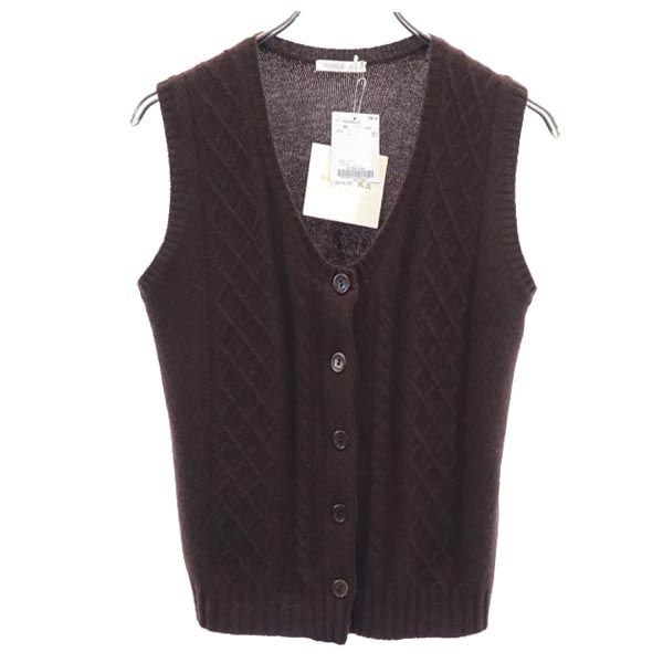 PAULE KA Made in Italy Cashmere Blend Knit Vest Brown Size M