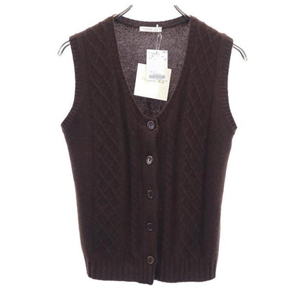 PAULE KA Made in Italy Cashmere Blend Knit Vest Brown Size M