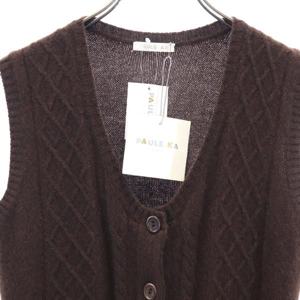 PAULE KA Made in Italy Cashmere Blend Knit Vest Brown Size M
