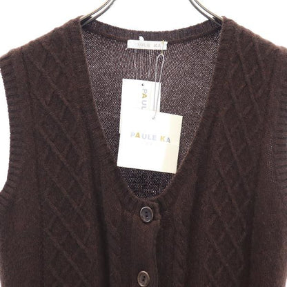 PAULE KA Made in Italy Cashmere Blend Knit Vest Brown Size M