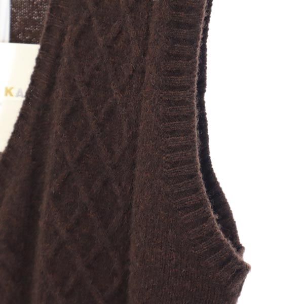 PAULE KA Made in Italy Cashmere Blend Knit Vest Brown Size M