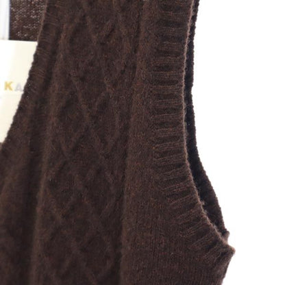 PAULE KA Made in Italy Cashmere Blend Knit Vest Brown Size M
