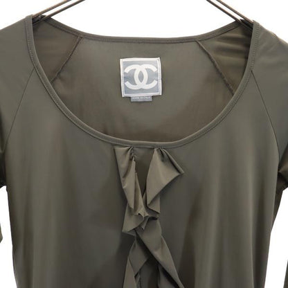 CHANEL Three-Quarter Sleeve Top Khaki Size 38