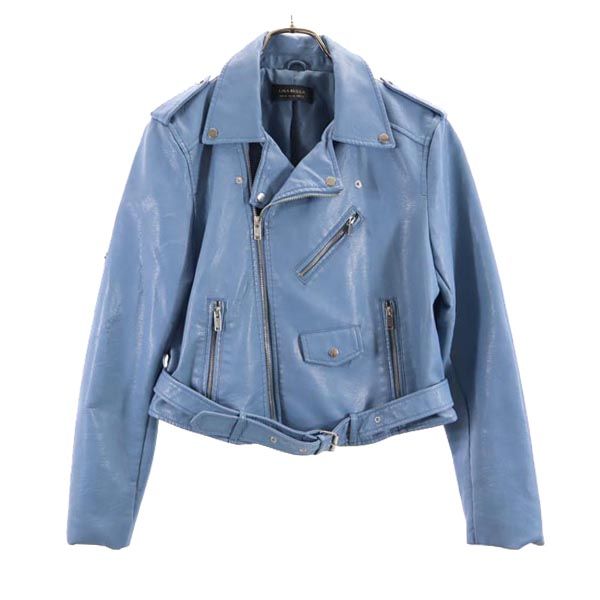 LIKA RULLA Blue Leather Riders Jacket Size XL