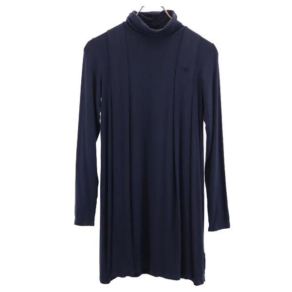 GUCCI Italian Made Long Sleeve Turtleneck Tunic Blue Blouse Size 12