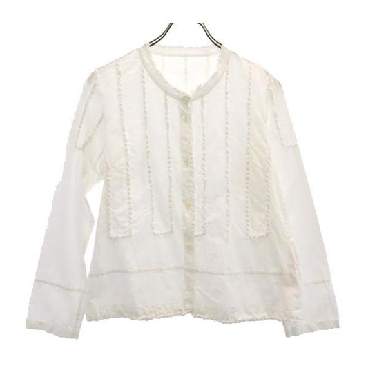 HaaT ISSEY MIYAKE White Band Collar Long Sleeve Shirt Size 2