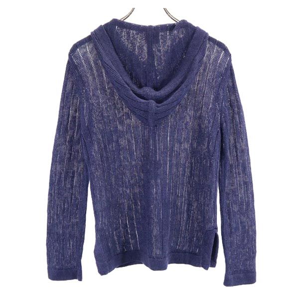 Tory Burch Linen Long Sleeve Knit Hoodie Navy Size XS