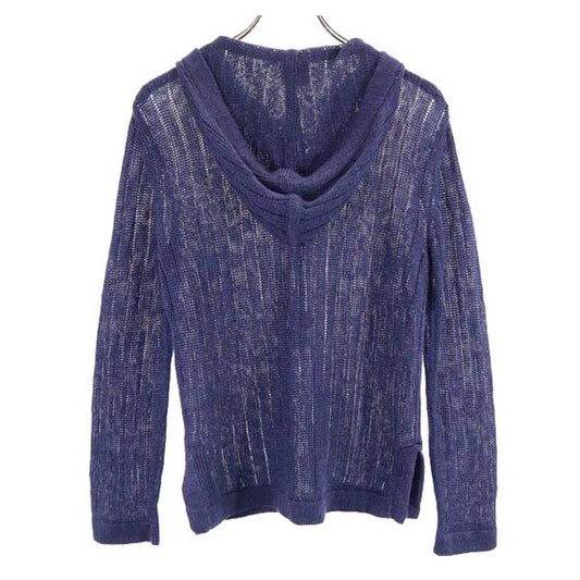 Tory Burch Linen Long Sleeve Knit Hoodie Navy Size XS
