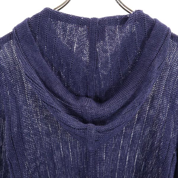 Tory Burch Linen Long Sleeve Knit Hoodie Navy Size XS