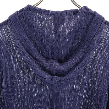 Tory Burch Linen Long Sleeve Knit Hoodie Navy Size XS