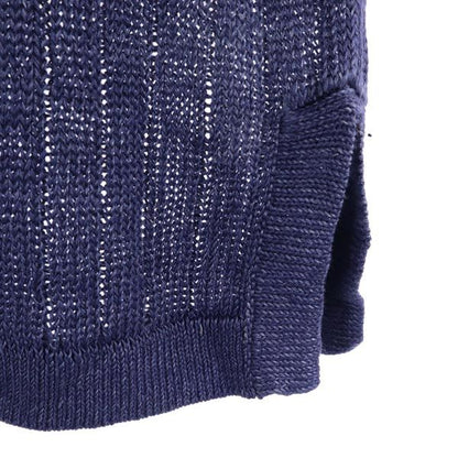 Tory Burch Linen Long Sleeve Knit Hoodie Navy Size XS