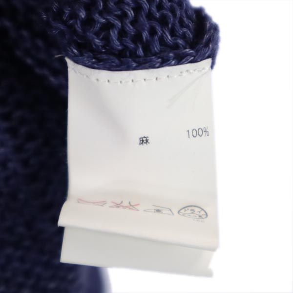 Tory Burch Linen Long Sleeve Knit Hoodie Navy Size XS