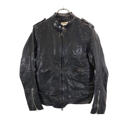 Black Leather Rider Jacket Size 2