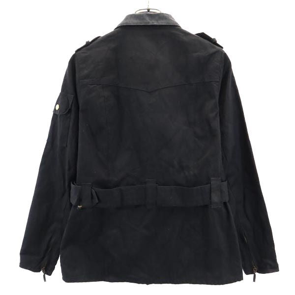 Barbour Waxed Cotton Jacket w/ Waist Belt Black Size 10