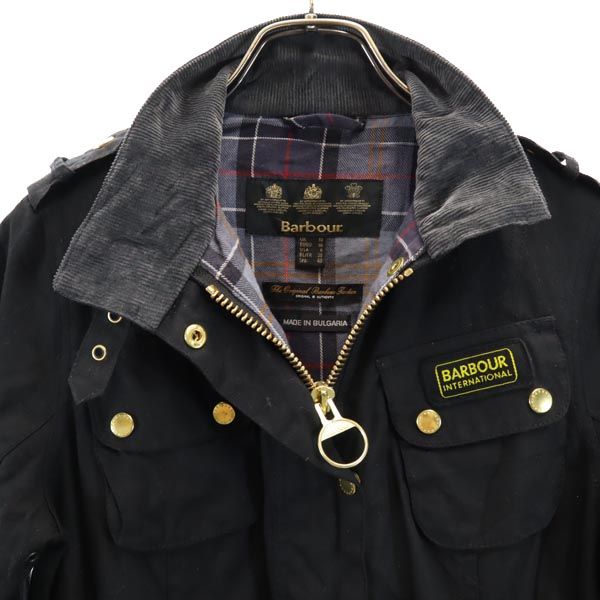 Barbour Waxed Cotton Jacket w/ Waist Belt Black Size 10