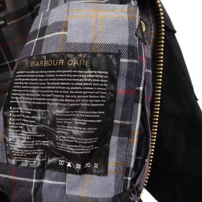 Barbour Waxed Cotton Jacket w/ Waist Belt Black Size 10