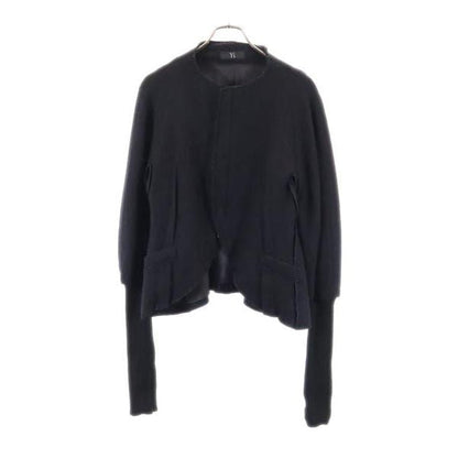 Y's Collarless Jacket with Sleeves Black