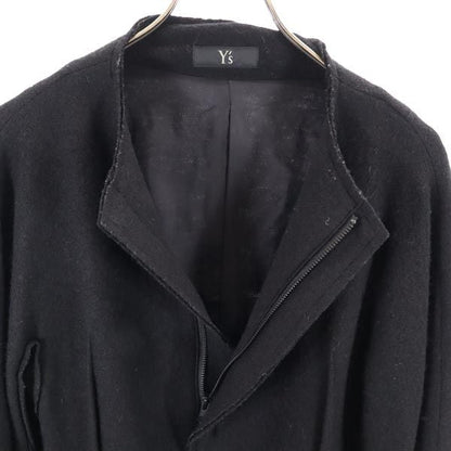 Y's Collarless Jacket with Sleeves Black