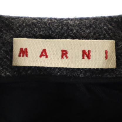 MARNI Herringbone Collarless Jacket Fur Cuffs Gray Size 36