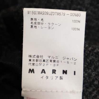 MARNI Herringbone Collarless Jacket Fur Cuffs Gray Size 36