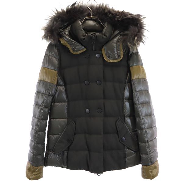 DUVETICA Real Fur Down Jacket Khaki Size 42