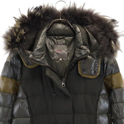 DUVETICA Real Fur Down Jacket Khaki Size 42