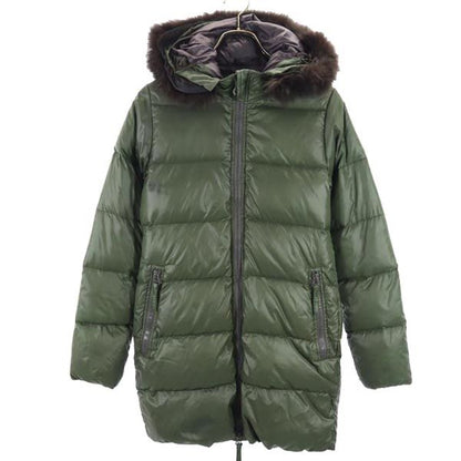 DUVETICA Hooded Racoon Fur Down Jacket Green Size 38