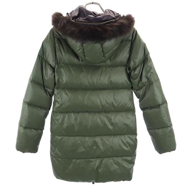 DUVETICA Hooded Racoon Fur Down Jacket Green Size 38