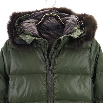 DUVETICA Hooded Racoon Fur Down Jacket Green Size 38