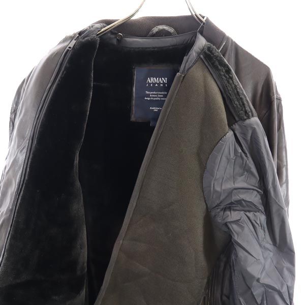 ARMANI JEANS Faux Fur Lined Zip Jacket Black Size 48