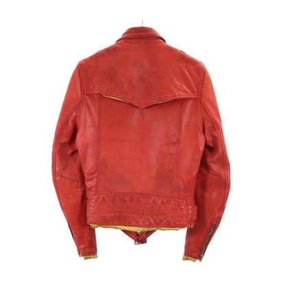 P.E.O.T.W AG Leather Rider Jacket Orange Size 44