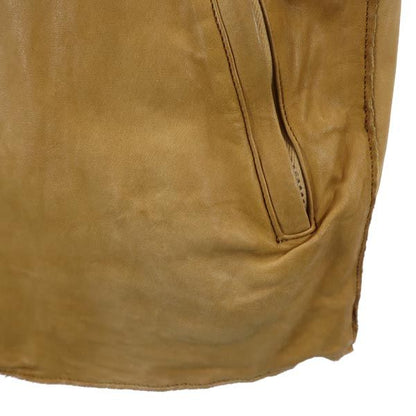 Sisii Cowhide Leather Rider Jacket Camel Size S