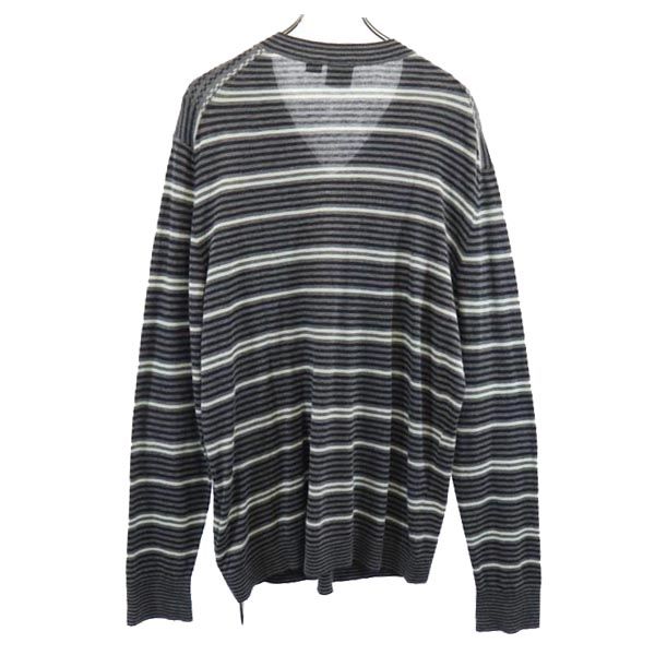 ARMANI EXCHANGE Striped V-Neck Knit Sweater Gray Size XL