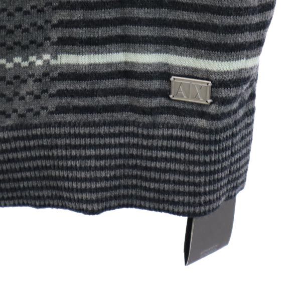 ARMANI EXCHANGE Striped V-Neck Knit Sweater Gray Size XL