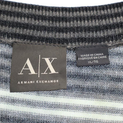 ARMANI EXCHANGE Striped V-Neck Knit Sweater Gray Size XL