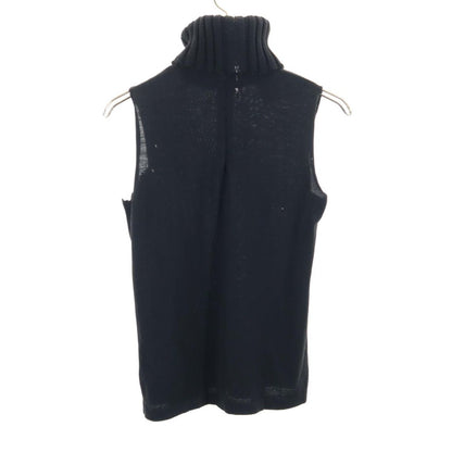 CHANEL Sleeveless Turtleneck Knit Vest Black Size 38