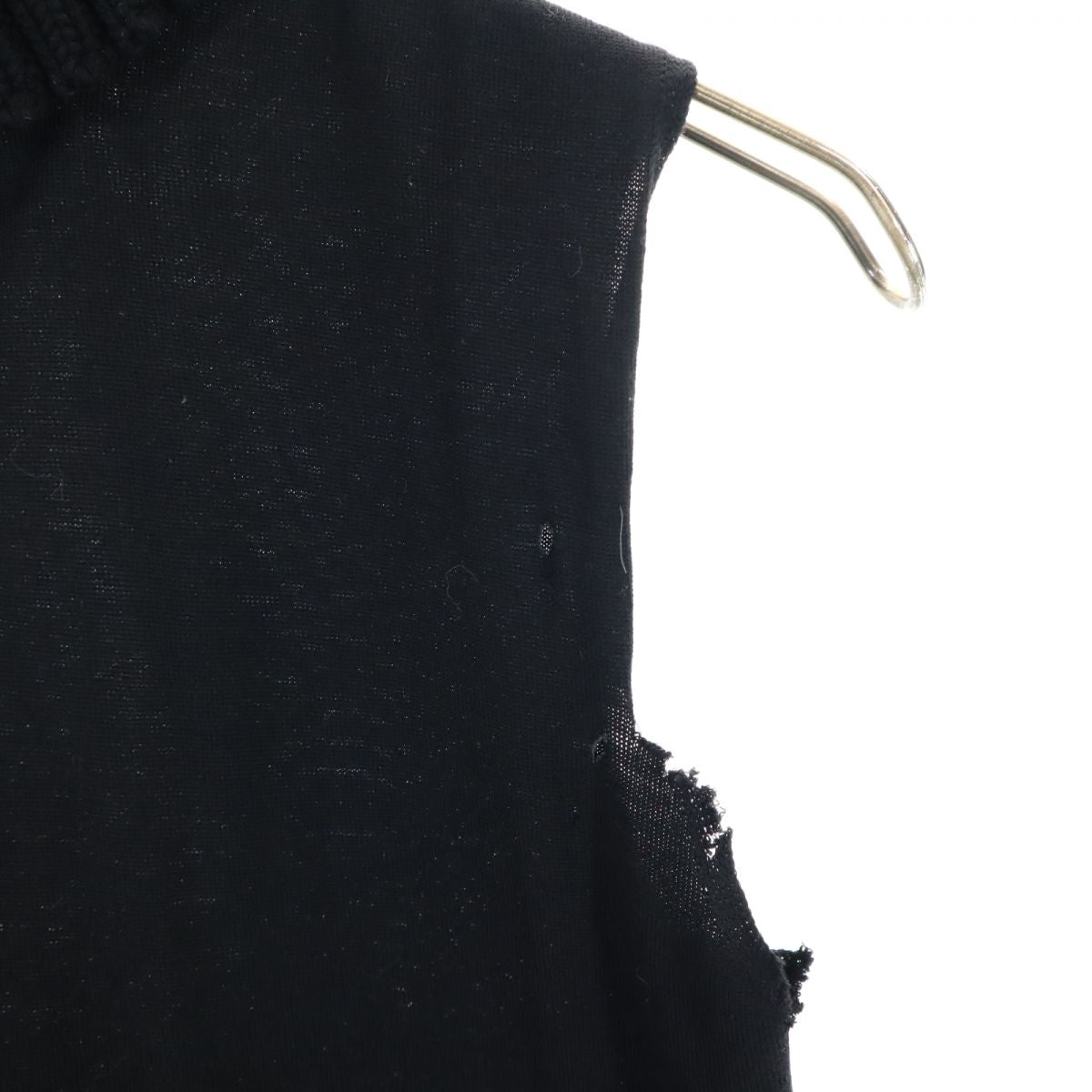CHANEL Sleeveless Turtleneck Knit Vest Black Size 38