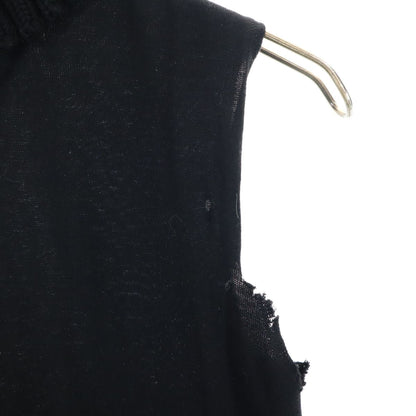 CHANEL Sleeveless Turtleneck Knit Vest Black Size 38