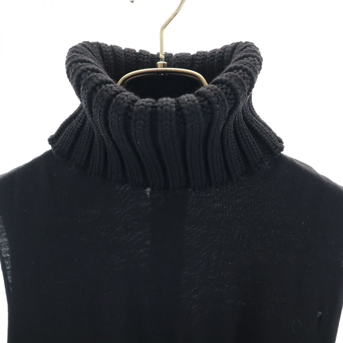 CHANEL Sleeveless Turtleneck Knit Vest Black Size 38